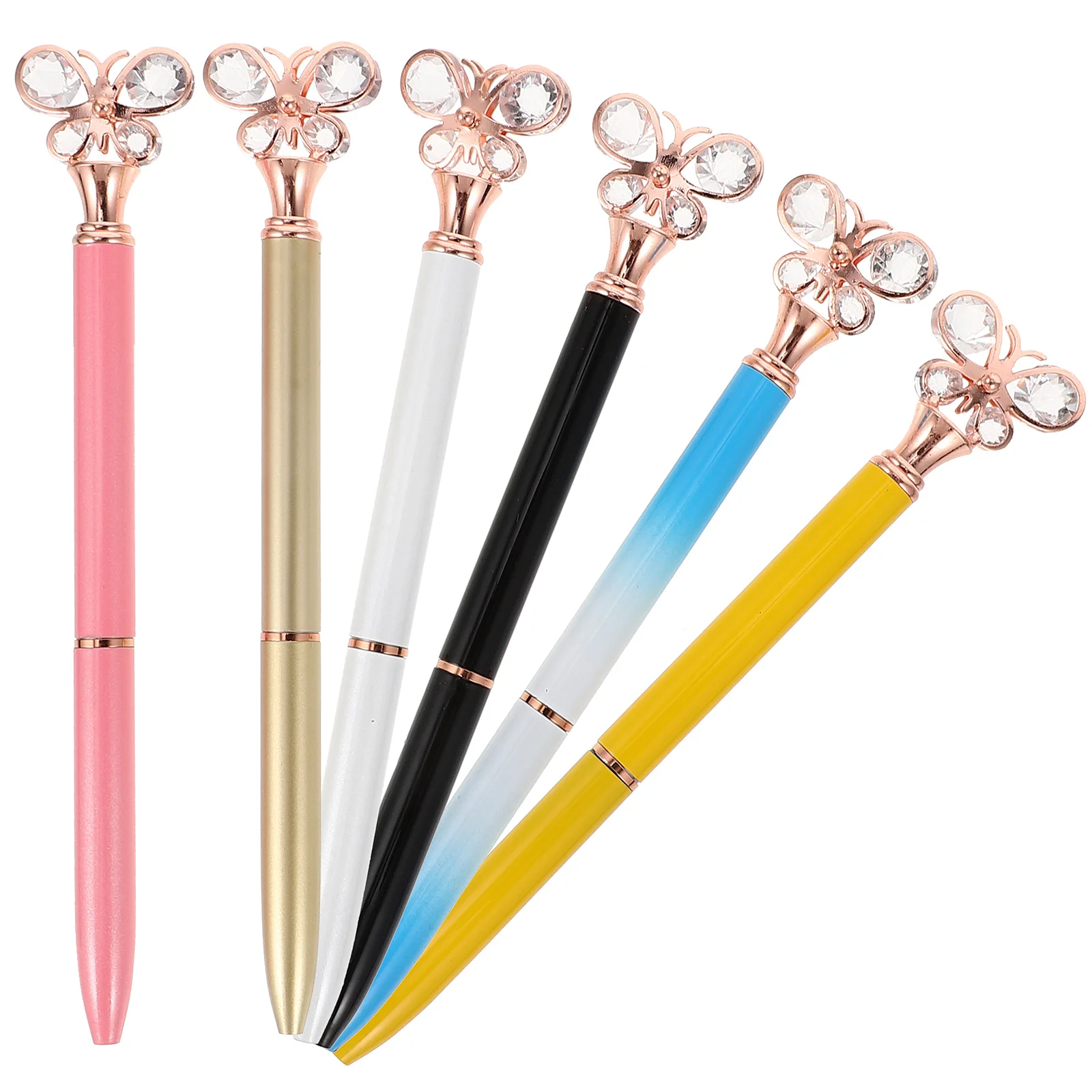 

6 Pcs Ballpoint Pens Roller School Supplies Diamond Fashion Office Stationery Metal