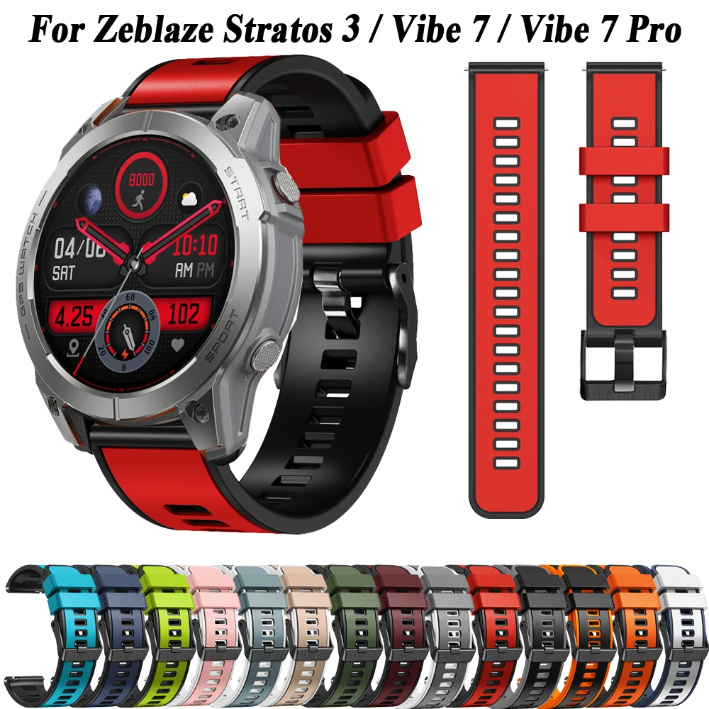 

Replacement Strap For Zeblaze Vibe 7 Pro /Zeblaze Stratos 2 3 Watch Band Bracelet Correa 22mm Sports Silicone Vibe 7 Wristband