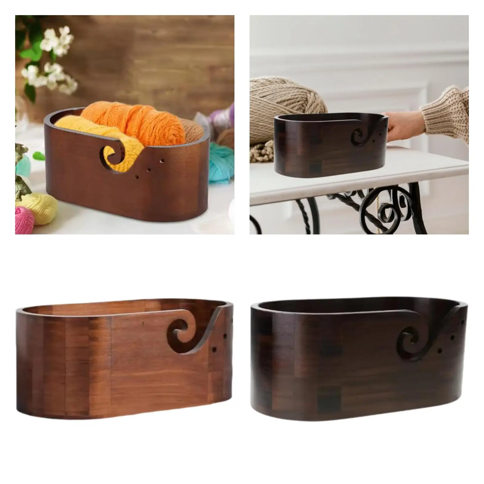 

Wooden Yarn Bowl Yarn Organizer Yarn Container Oval Yarn Ball Holder for Grandmother Knitters Knitting Lovers Beginners Gifts