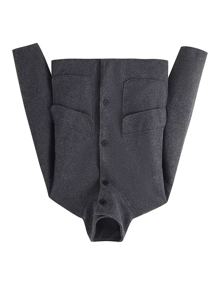 

HH женская зимняя полуводолазка с длинными рукавами, однобортное пальто с карманами и украшением, женская свободная теплая куртка в уличном стиле