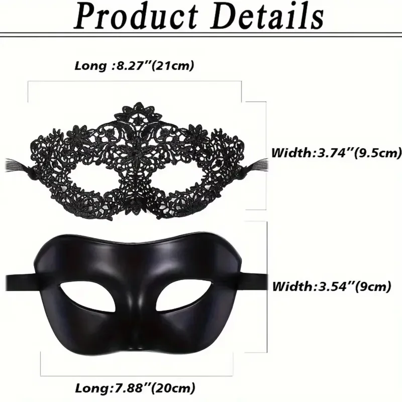 Couples Party Masks Elegant Black Lace Masquerade Set for Venetian Mardi Gras Halloween Theme Celebrations Costume Accessories