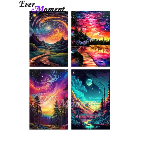 New Design Ever Moment DIY AB Diamond Painting 5D Beautiful Scenery Moon and Tree Landscape Wall Art Diamond Embroidery ASF2802