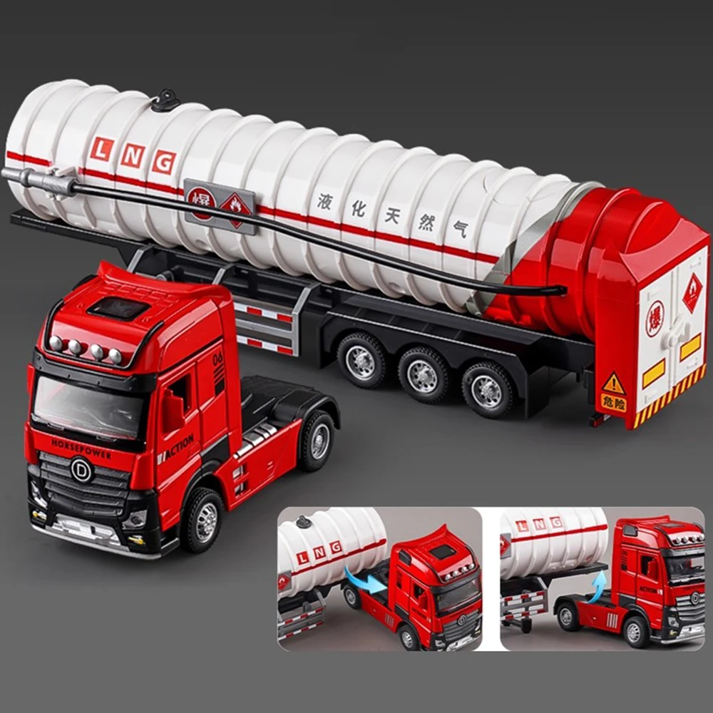 1:50 Bilancia Gas Cisterna Sprinkler Giocattolo Modello di Auto Porte Aperta Musica Luce Tirare Indietro Modelli di Auto in Miniatura Collezione Regali per I Bambini