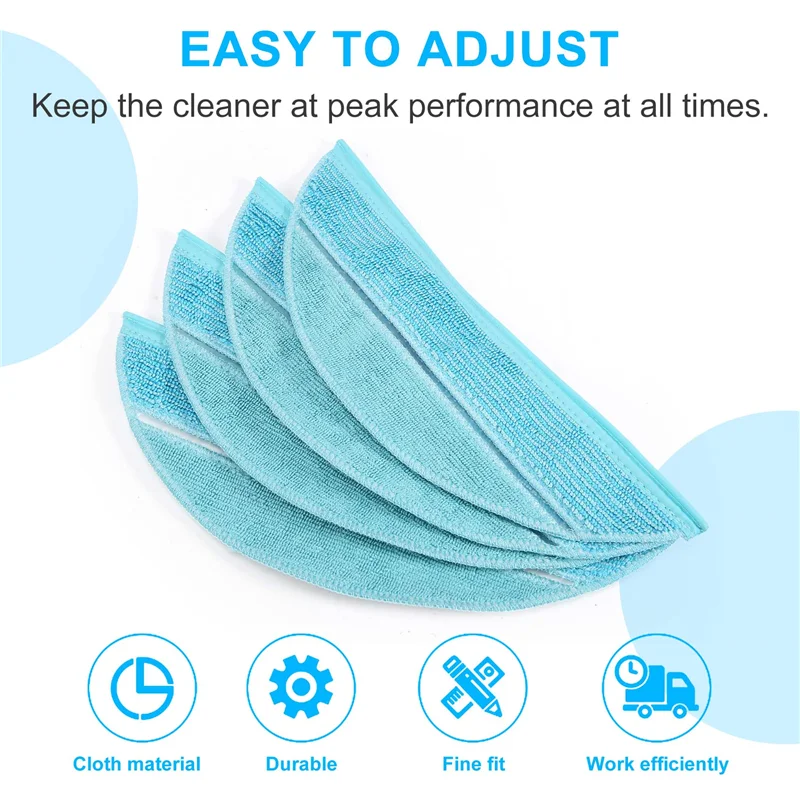 A01M-4Pcs ممسحة الملابس لملحقات Cecotec Conga Ultra 2290 أجزاء المكنسة الكهربائية الروبوتية