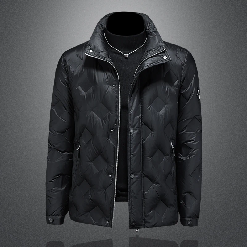 

Легкая мужская пуховая куртка Ele с воротником-стойкой, однотонная, повседневная, теплая зимняя, белая, с наполнителем из пера