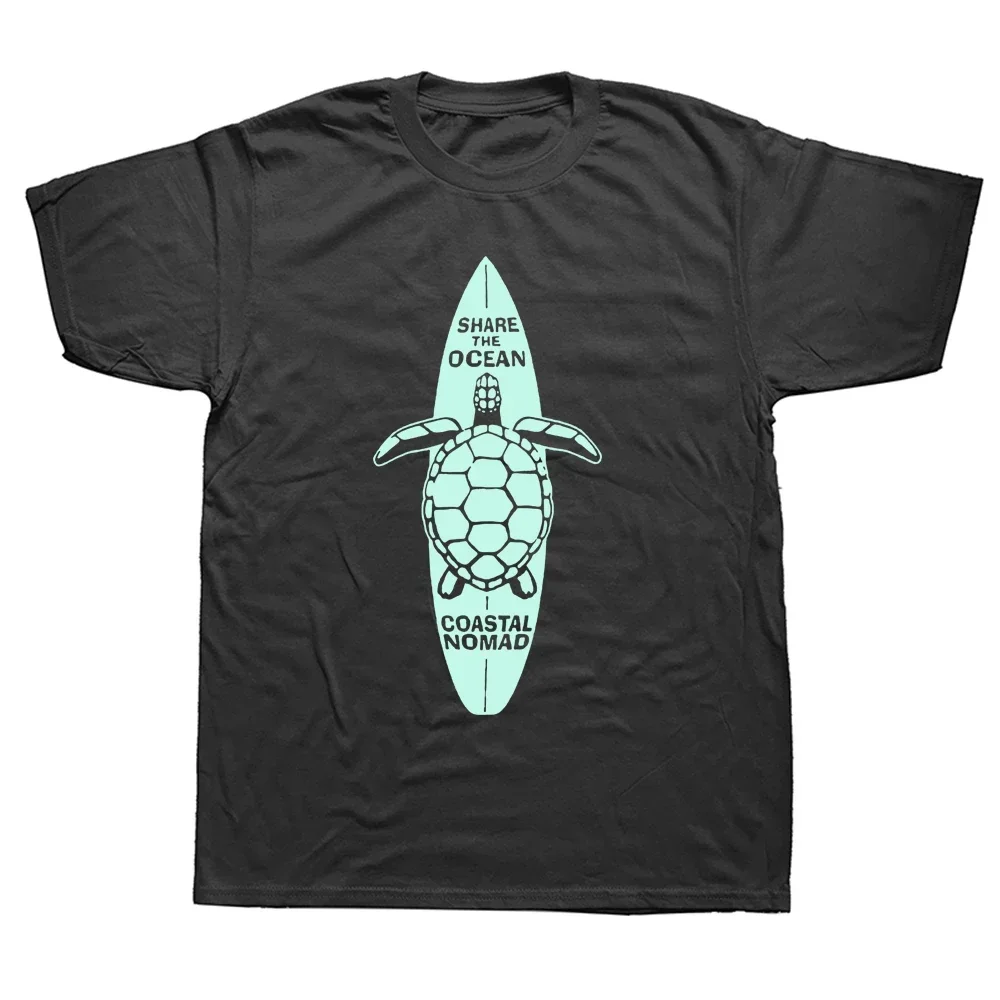 Birthday Gifts Summer Style T-shirt Men Funny Coastal Nomad T Shirt SUP Surf Paddle Board Surfing Ocean Sea Turtle Short Sleeve