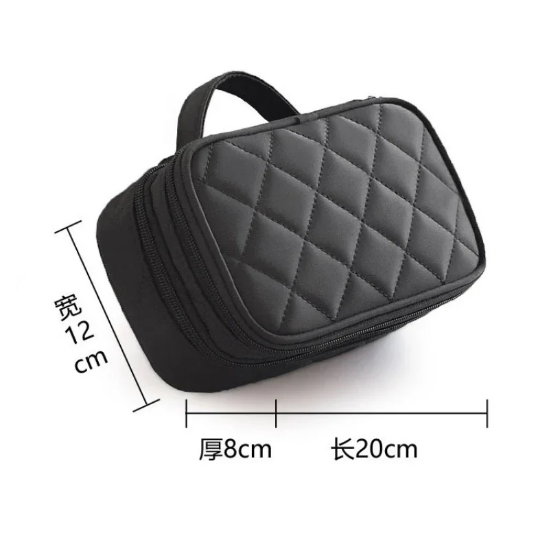 New Makeup Bag Small Grid 2-Layer Cosmetic Storage Bag Women\'s Fashion Portable cosmetic bag Travel Essential Wash Bag