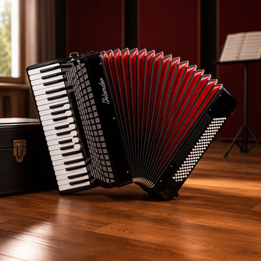 Piano Accordion 41 Key Black Portable Keyboard Accordion Musical Instrument for Adult Beginner Stage Practice & Teaching