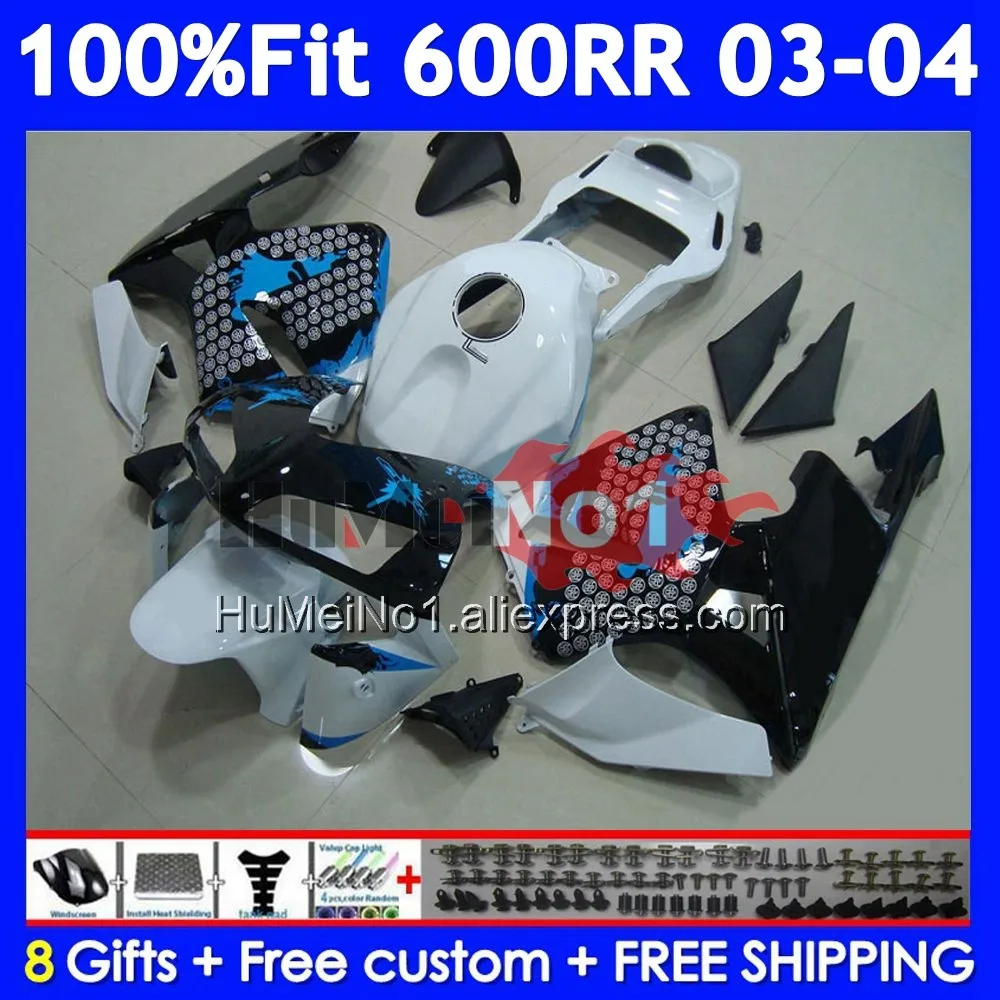 White blue Injection For HONDA CBR600RR CBR 600RR 600F5 600CC 40No.19 CBR600F5 CBR 600 CC CBR600 RR F5 2003 2004 03 04 Fairing