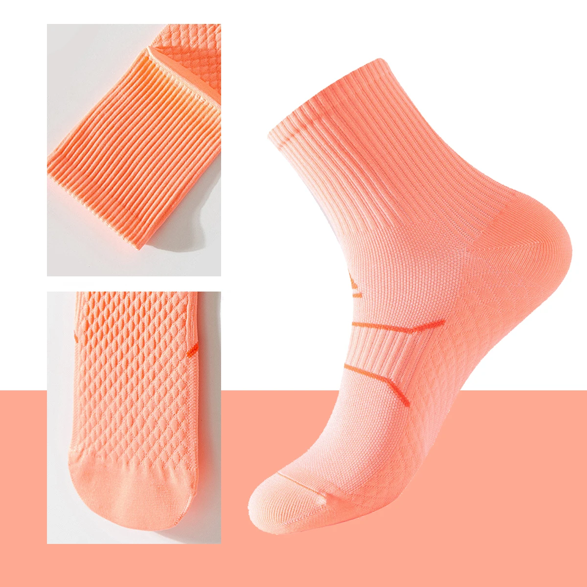 1 Pair Terry Mid-calf Athletic Socks Cross-country Running Basketball Non-slip Athletic Socks