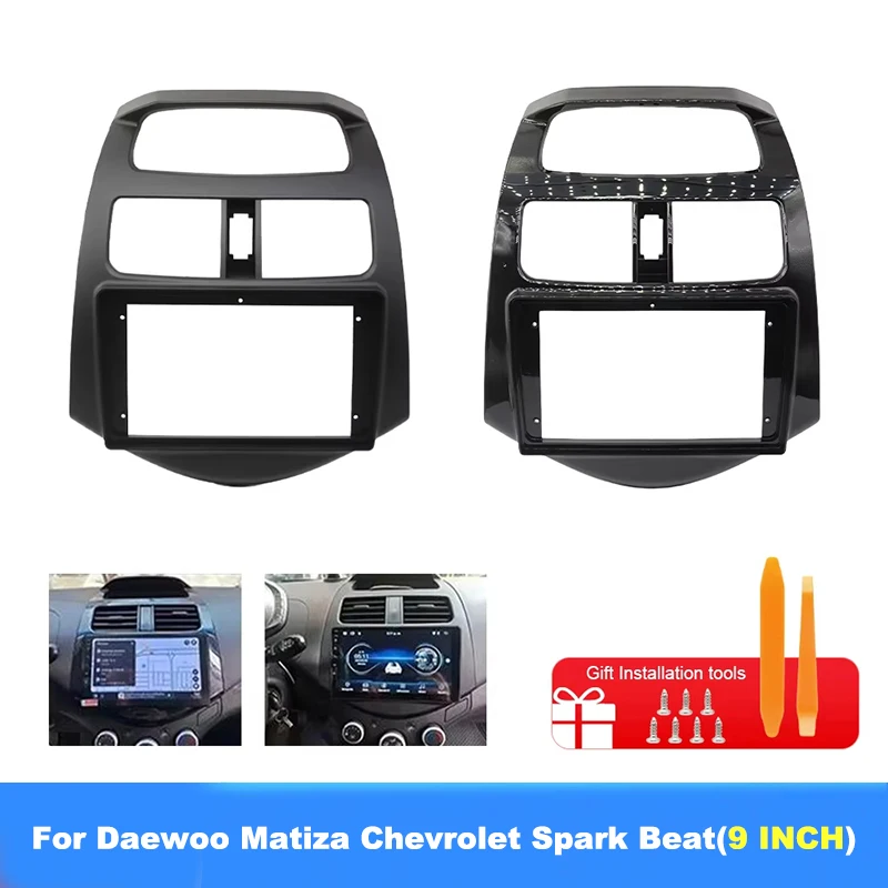 Marco de Radio para Coche de 9 Pulgadas para Daewoo Matiz Chevrolet Spark Beat, Kit de Instalación de Estéreo para Salpicadero