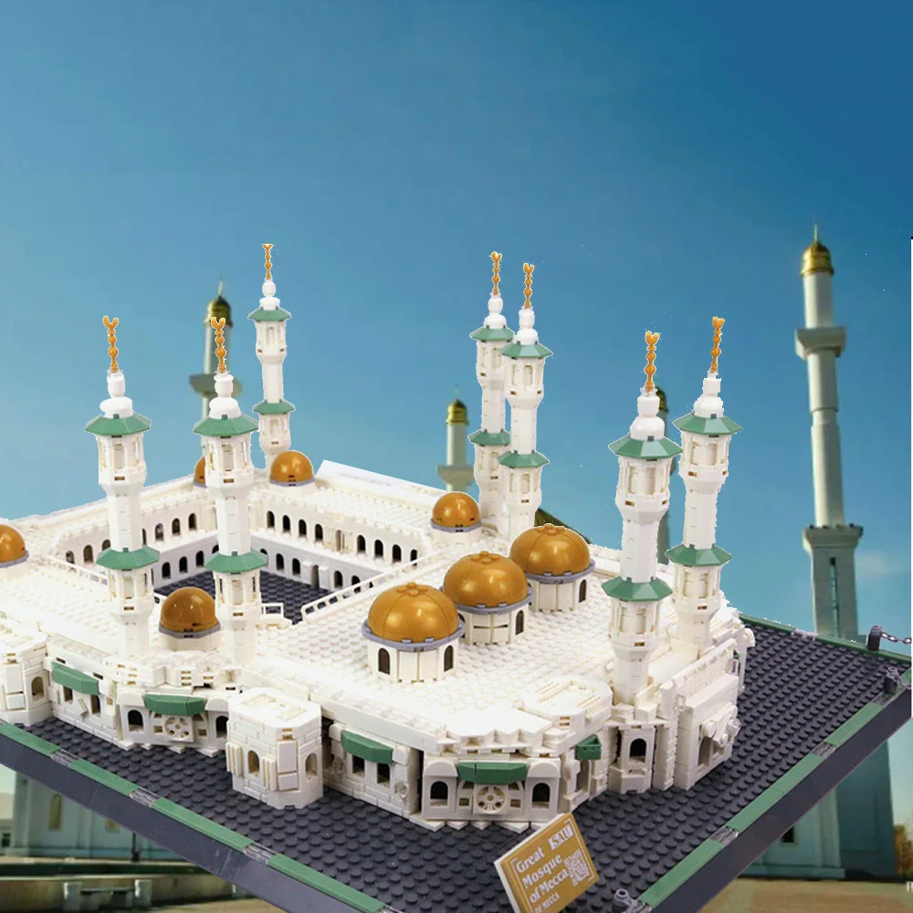 

Islam Great Mosque of Mecca Saudi Arabia Building Block Construction Architecture Bricks Model Sets Toy Collection For Gift