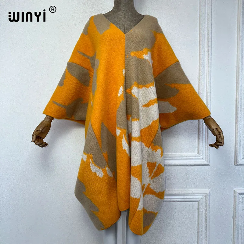 

WINYI fashion print Comfort Warm winter Caftan Holiday dress Elegant Africa Boho party winter kaftan for women long dress