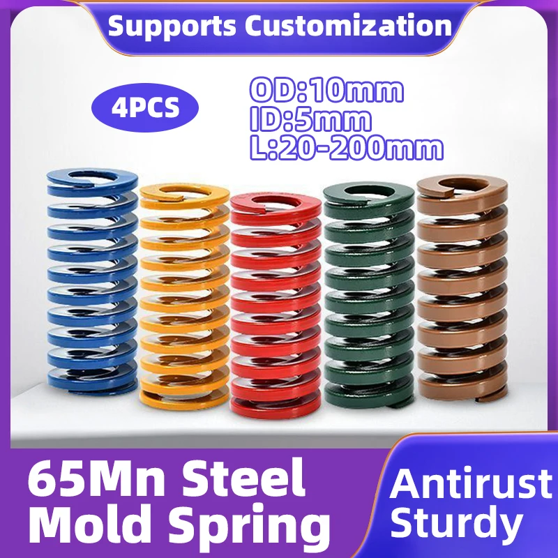 

Creamily 4PCS Mould Die Springs Spiral Stamping Compression Spring Rectangular spring OD10mm ID5mm Length 20-200mm