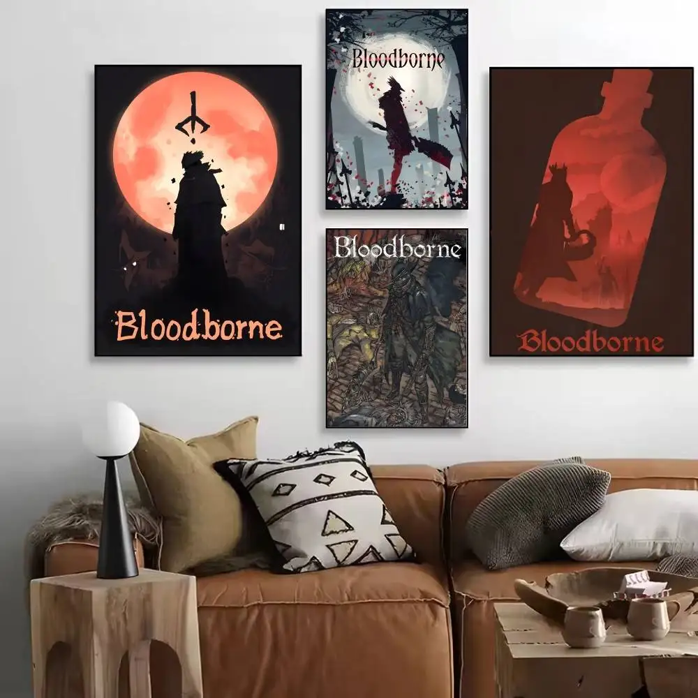 Classic Advenrure Game B-Bloodborne  Posters High Quality Self-adhesive Wall Art Decorations Color Prints Sticky