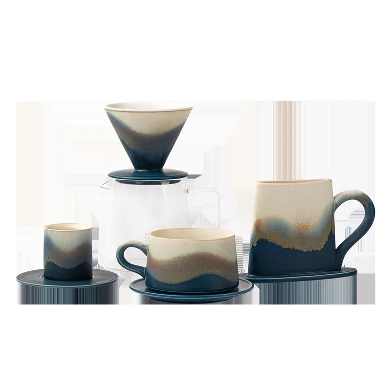 Coffee cups and saucers, ceramic simple latte cups with high value