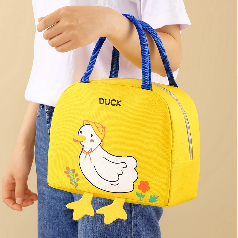 Cartoon Animal Portable Bento Lunch Bag Tote Thermal Food Storage Pouch for Women Kids Picnic Supplies Insulated Cooler Bags