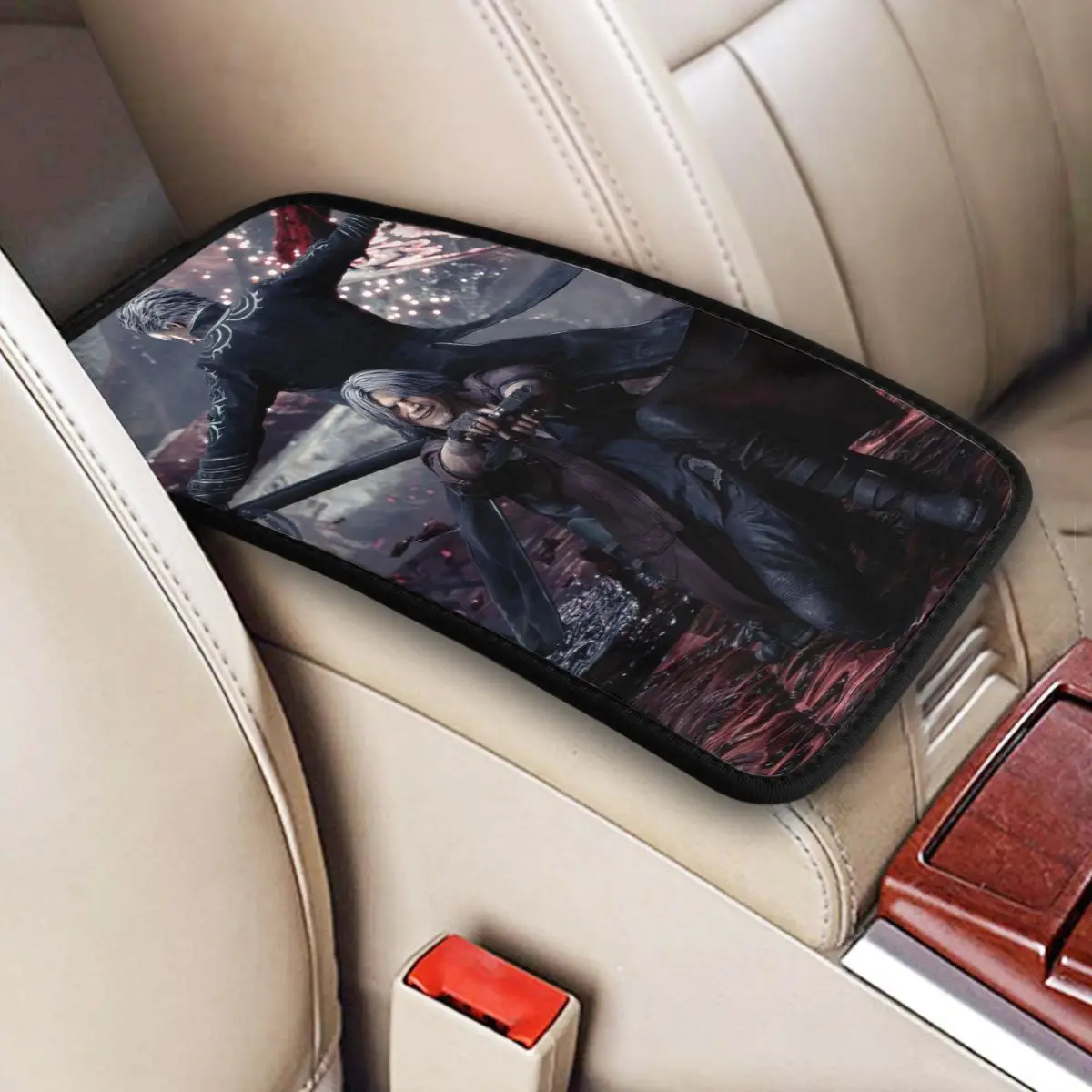 Leather Car Armrest Cover Mat D-Devil May Cry DMC Game Center Console Cover Pad Cartoon Auto Styling Interior Accessories