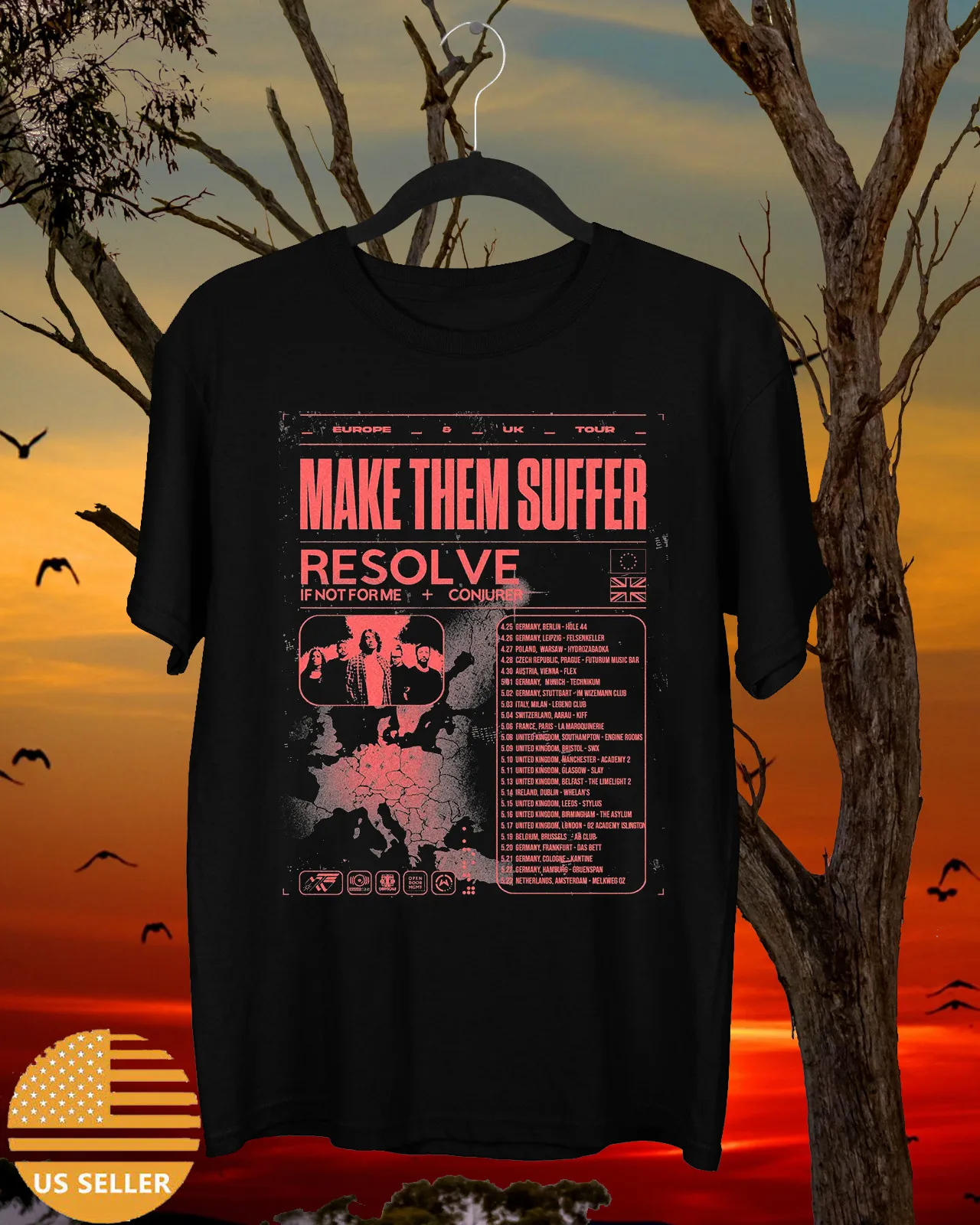 Faire-les surger Band résoudre Tour 2025 t-shirt pleine taille S-5XL