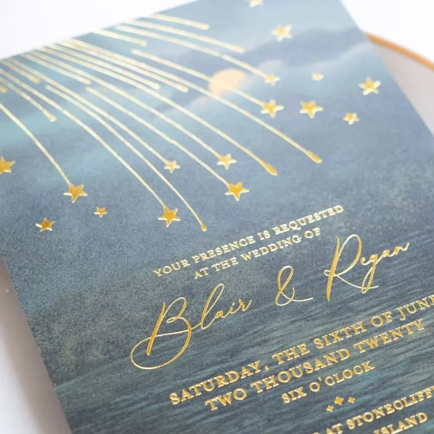 Custom Gold Foil Printed Business Card | High-End Simple Luxurious Cotton Paper Texture | Thank You & Invitation Cards