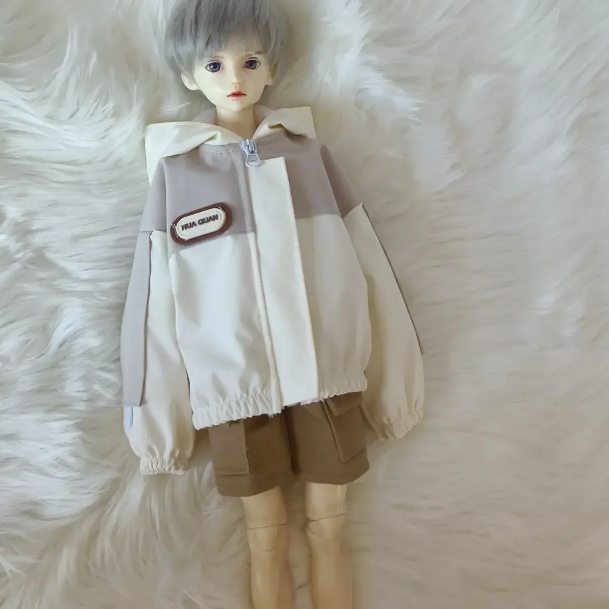 Doll's Clothes for 1/4 Bjd Doll Hooded Windbreaker Coat Overall Shorts Girl Dress Up Play House Toys Doll Accessories, No Doll