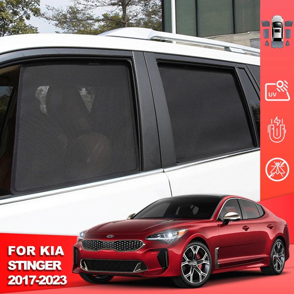 For Kia Stinger 2016-2023 Magnetic Car Sunshade Shield Front Windshield Curtain Rear Side Baby Window Sun Shade Visor