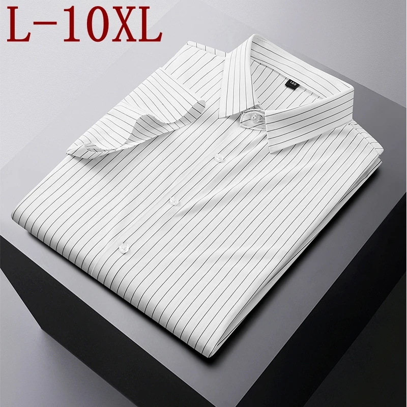 

10XL 8XL 7XL 2024 New Summer Formal Social Striped Shirt Men High End Mens Dress Shirts Business Casual Male Brand Clothing