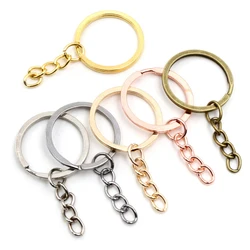 20 pcs/lot Key Ring Chain 6 Colors Plated 50mm Long Round Split Keychain Keyrings Wholesale