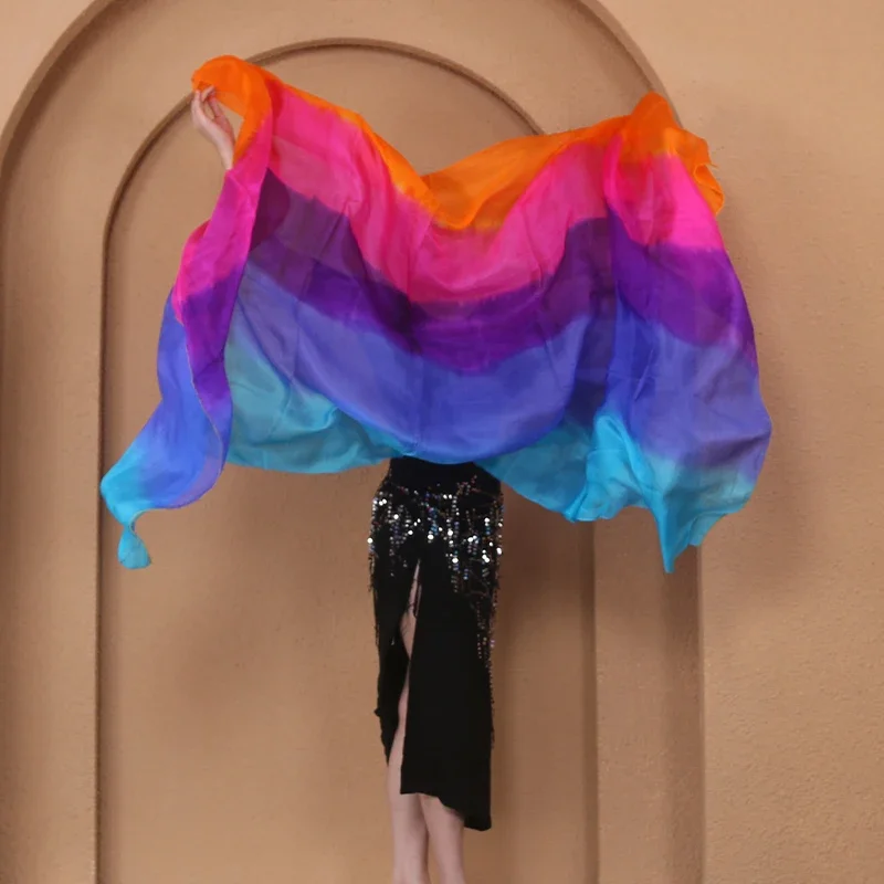 InjVeil de brevdu Ventre pour Danseuse, Écharpe à Main Dégradée, Accessoires Réels, Lumière Fluorescente Multicolore, Vente en Gros, 250x114cm, Adulte