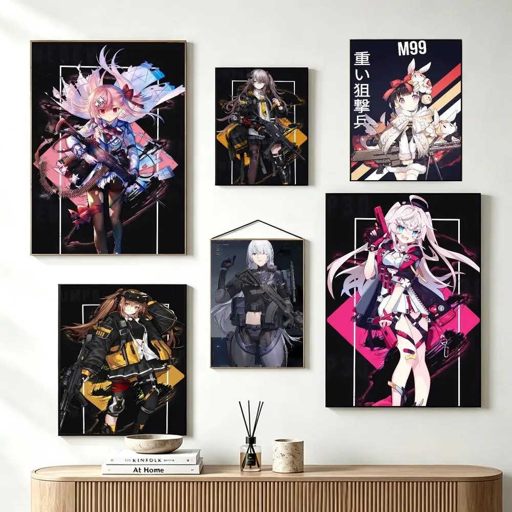 Tactical Stylish Game G-Girls Frontline Poster Self-Adhesive Wall Art HD Print For Dorm Teen Room Decor Gift