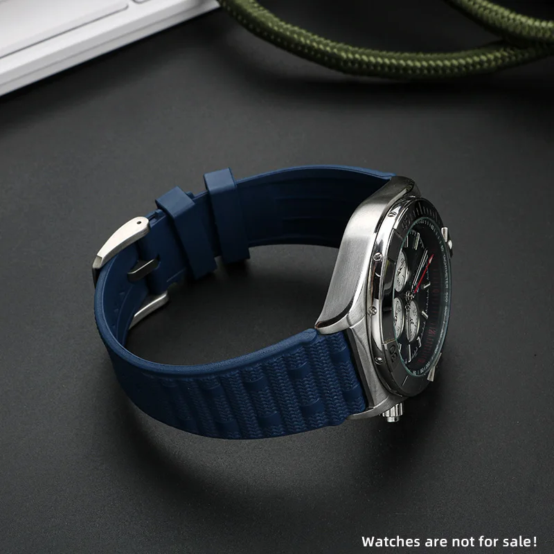 22mm 24mm nadaje się do Breitling Super Marine mechaniczny rozrząd B01 zegarek Avengers pasek do zegarka z gumy fluorowej dla mężczyzn czarny niebieski