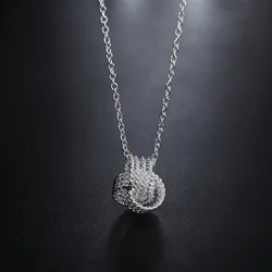 925 Sterling Silver Charm Weave Ball Pendant Necklace For Women Luxury Fashion Party Wedding Accessories Jewelry Christmas Gifts