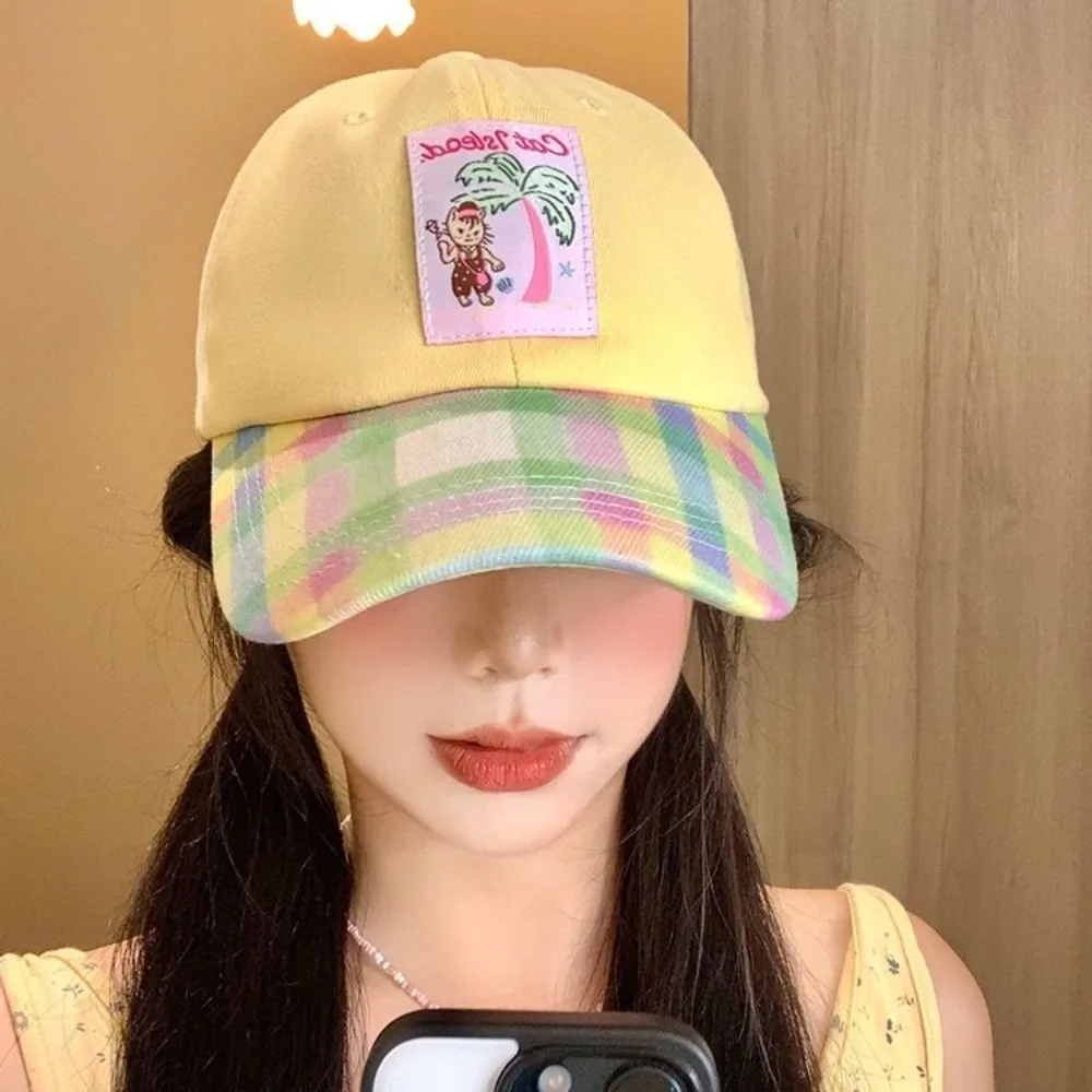 

Casual Korean Baseball Hat Embroidery Cute Peaked Cap Spring Summer Visor Snapback Cap Women