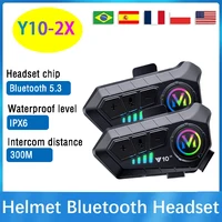 Y10-2X 1/2 Uds casco de motocicleta auriculares Bluetooth intercomunicador Larga modo de reposo 1000mAh MP3 IPX6 impermeable inalámbrico manos libres Super