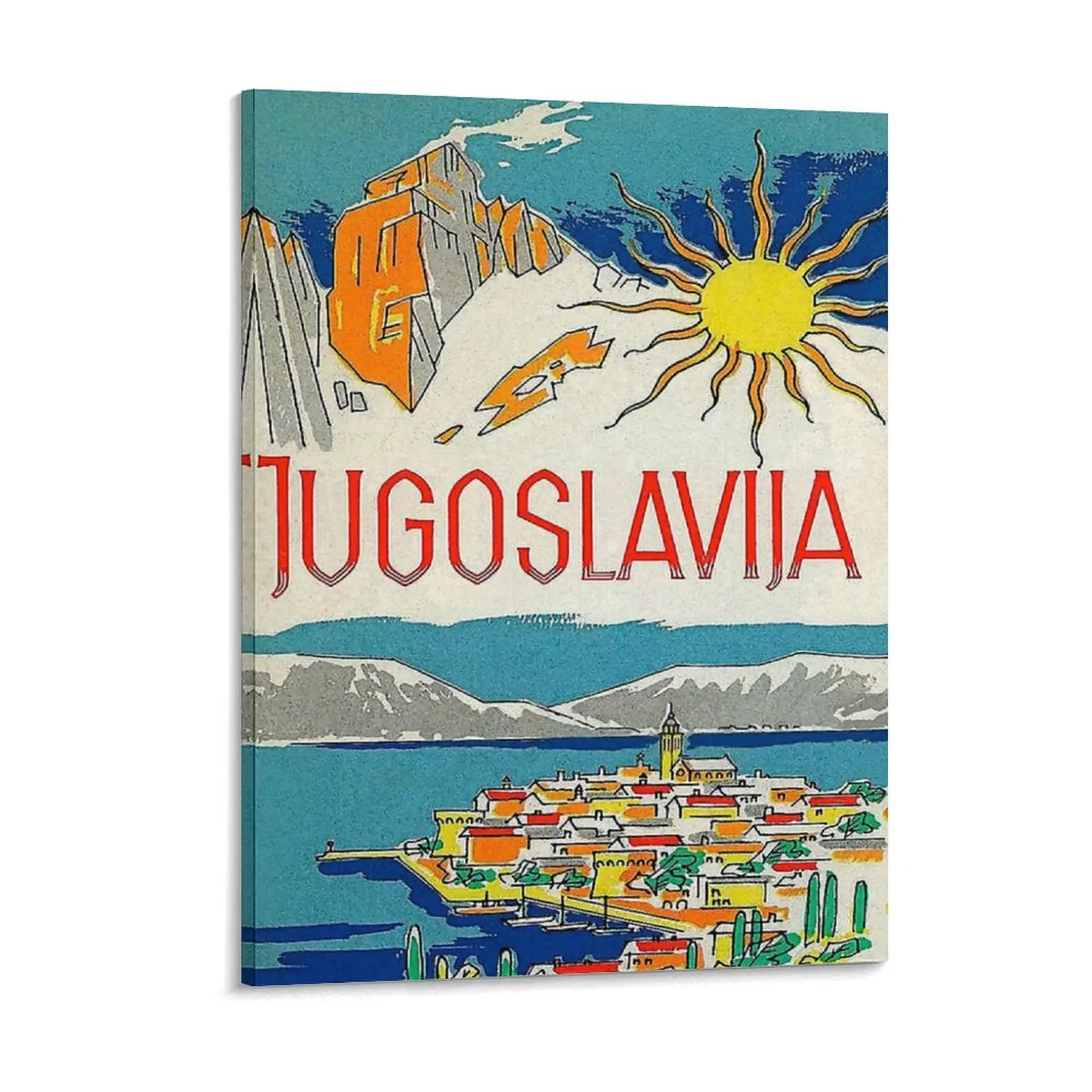 Yugoslavia Vintage Retro Travel Poster Canvas Painting Wall Decor Create Customize Pub Wall Mural Framed Wall Paintings