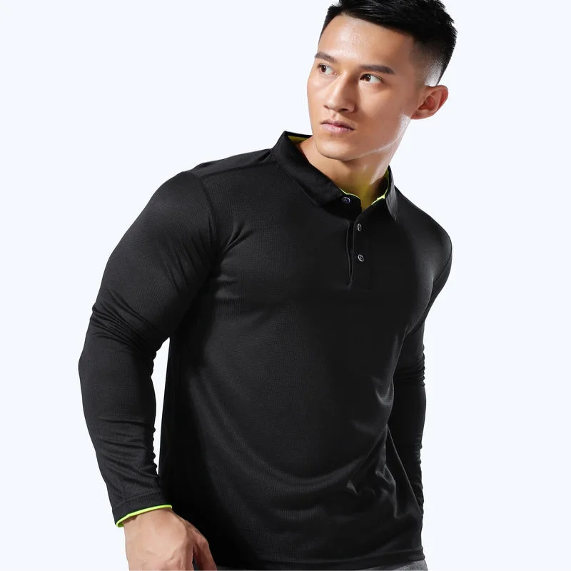 Quick drying breathable sports long sleeved T-shirt shirt polo shirt can print embroidered logo