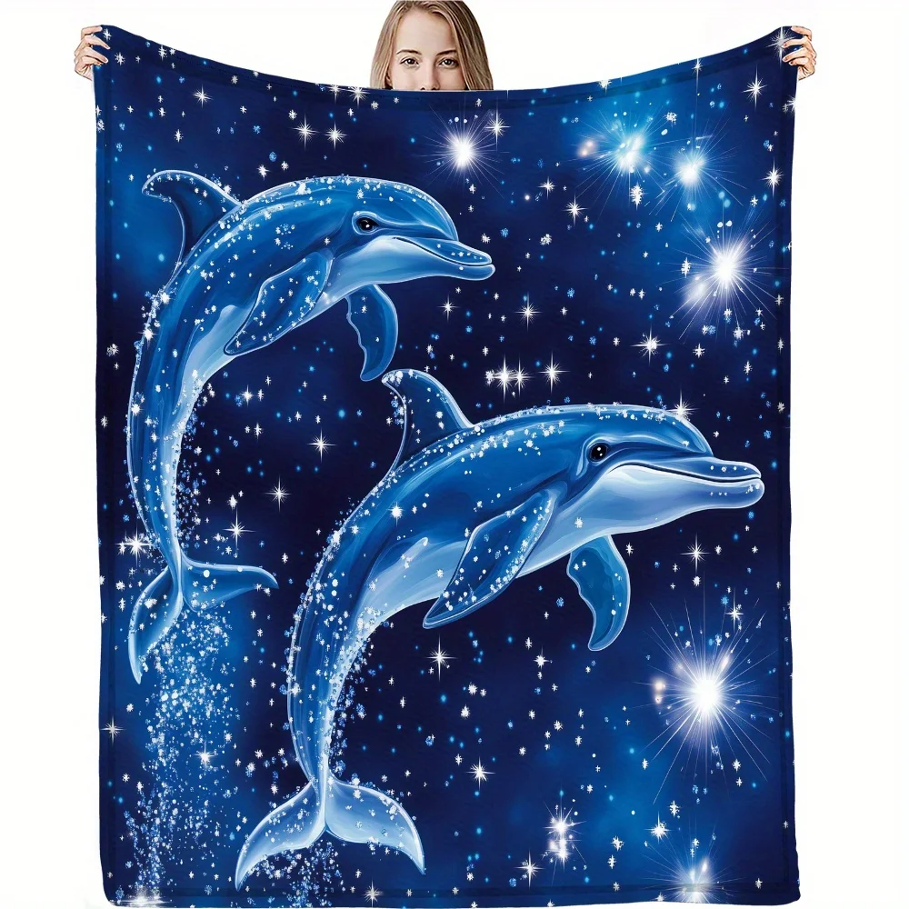 Soft and Comfortable Dolphin Blanket: Perfect for Naps, Travel, and Festive Gifting - Available  and Sizes