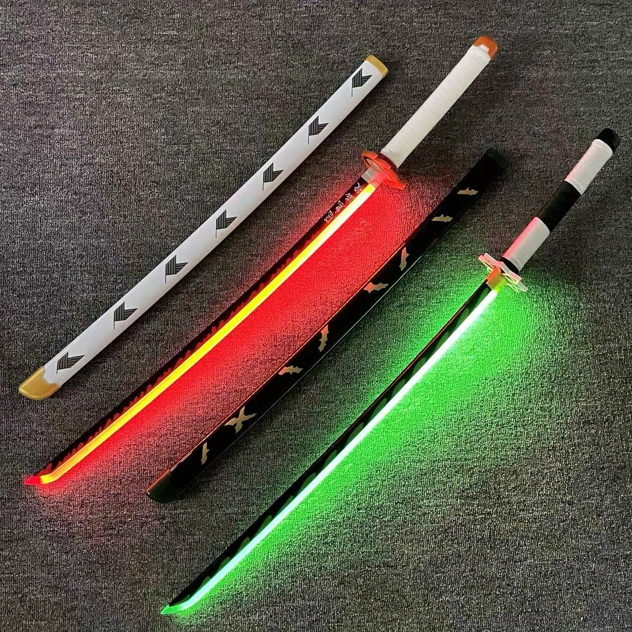 40inch Luminous Shinazugawa Sanemi Katana LED Light Sword Bright Sabre Demon Slayer Anime Cosplay Prop Real Size Japanese Katana