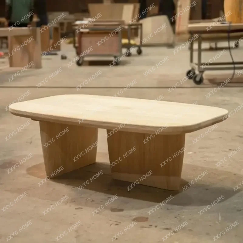 X  Wabi-sandy Wind All-solid Wood Creative Coffee Table Small Apartment Living Room Ash Wood Tea Table Log Tea Table