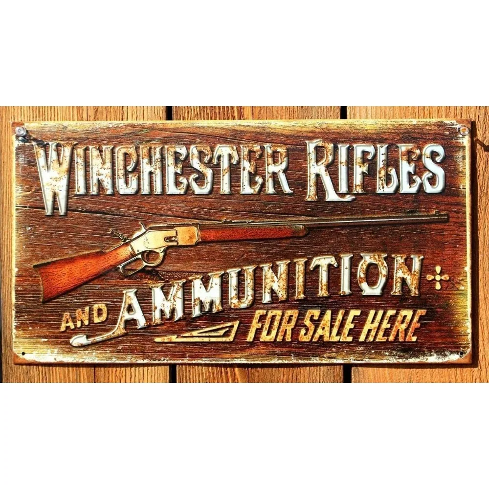 Saraheve Winchester Rifles & Ammunition Ad Ammo Gun Vintage Look Retro Style Metal Tin Sign 8x12in