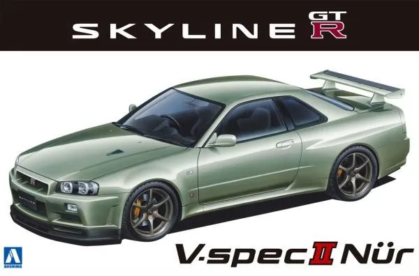 Aoshima 06275 Static Assembled Car Model  1/24 Scale Nissan BNR34 SKYLINE GT-R V-spec2 Nur.02 Car Model Kit