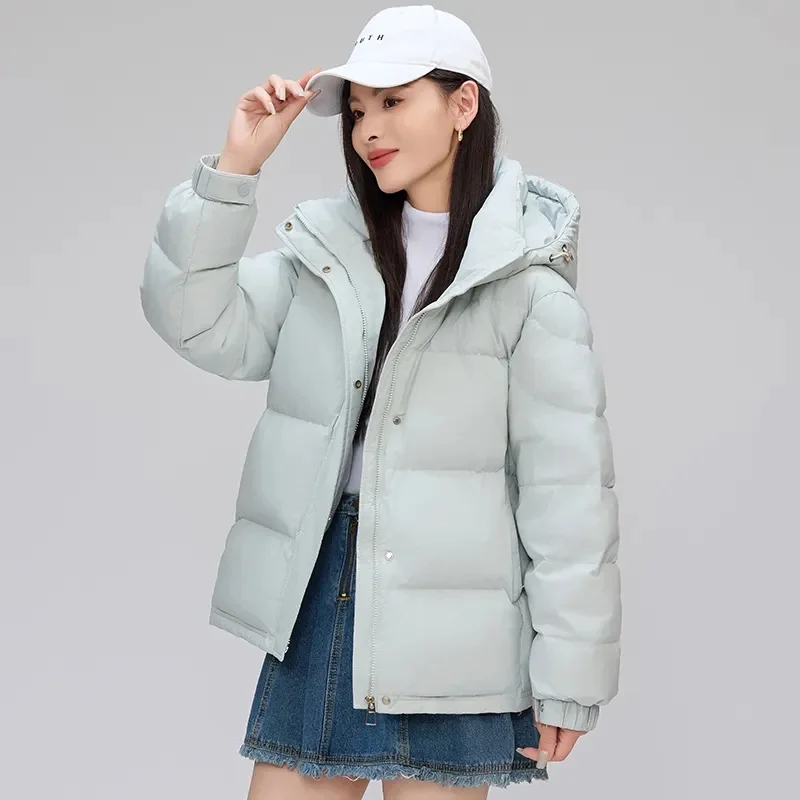 Para baixo algodão-acolchoado casaco feminino parkas curto 2025 coreano inverno novo pouco quente jaqueta de algodão moda pão casaco senhoras
