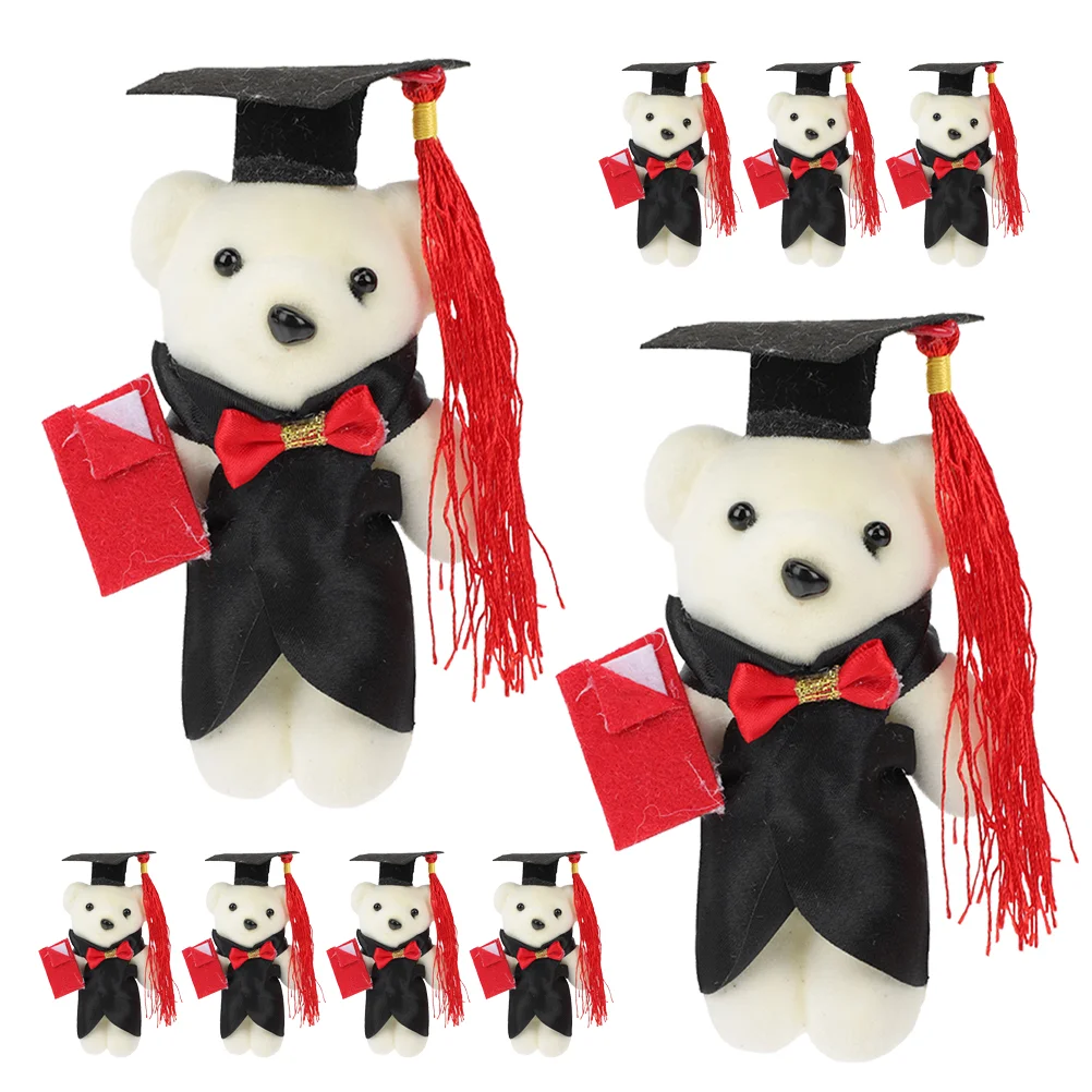 

9 Pcs Plush Bear Toy Graduation Gift Adorable Stuffed Animal Decor Photo nament Soft Fluffy Cartoon Bear Flower Bouquet