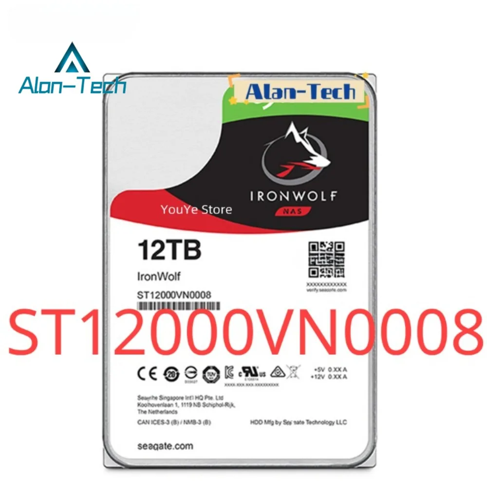 สำหรับ ST12000VN0008ประตูทางทะเล Ironwolf 12TB NAS 3.5in HDD ภายใน SATA 7200 RPM 100% ทดสอบการจัดส่งที่รวดเร็ว