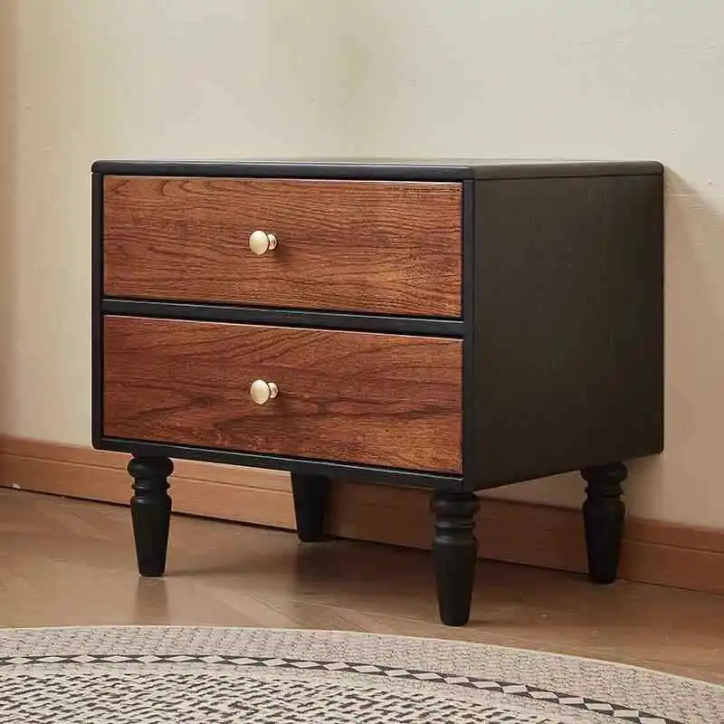 Factory Direct 2026 Medieval solid wood bedside table is fine, retro bedroom bedside cabinet, storage cabinet, drawer cabinet, b