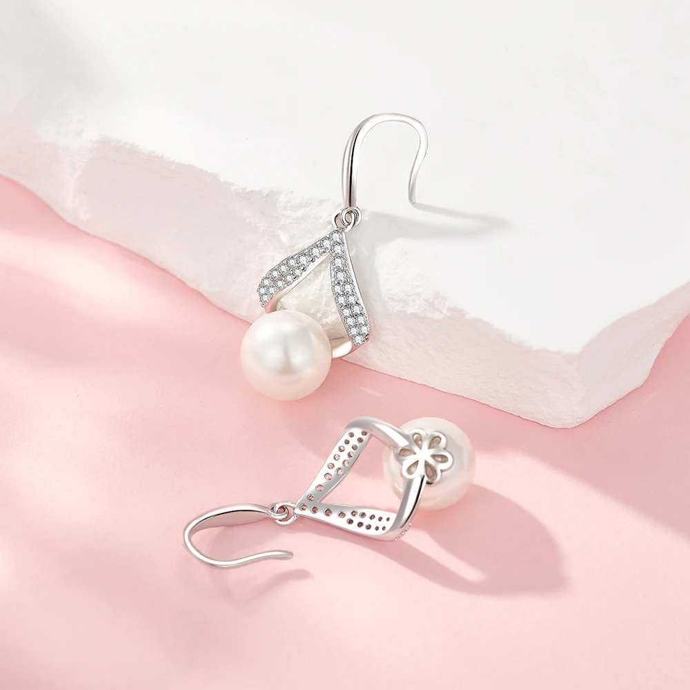 Kolczyki sztyfty NASIYA z perłami 10 mm, srebrne kolczyki dla kobiet, minimalistyczny design, elegancka biżuteria, kolczyki na imprezę, rocznicę, ślub, prezent na urodziny