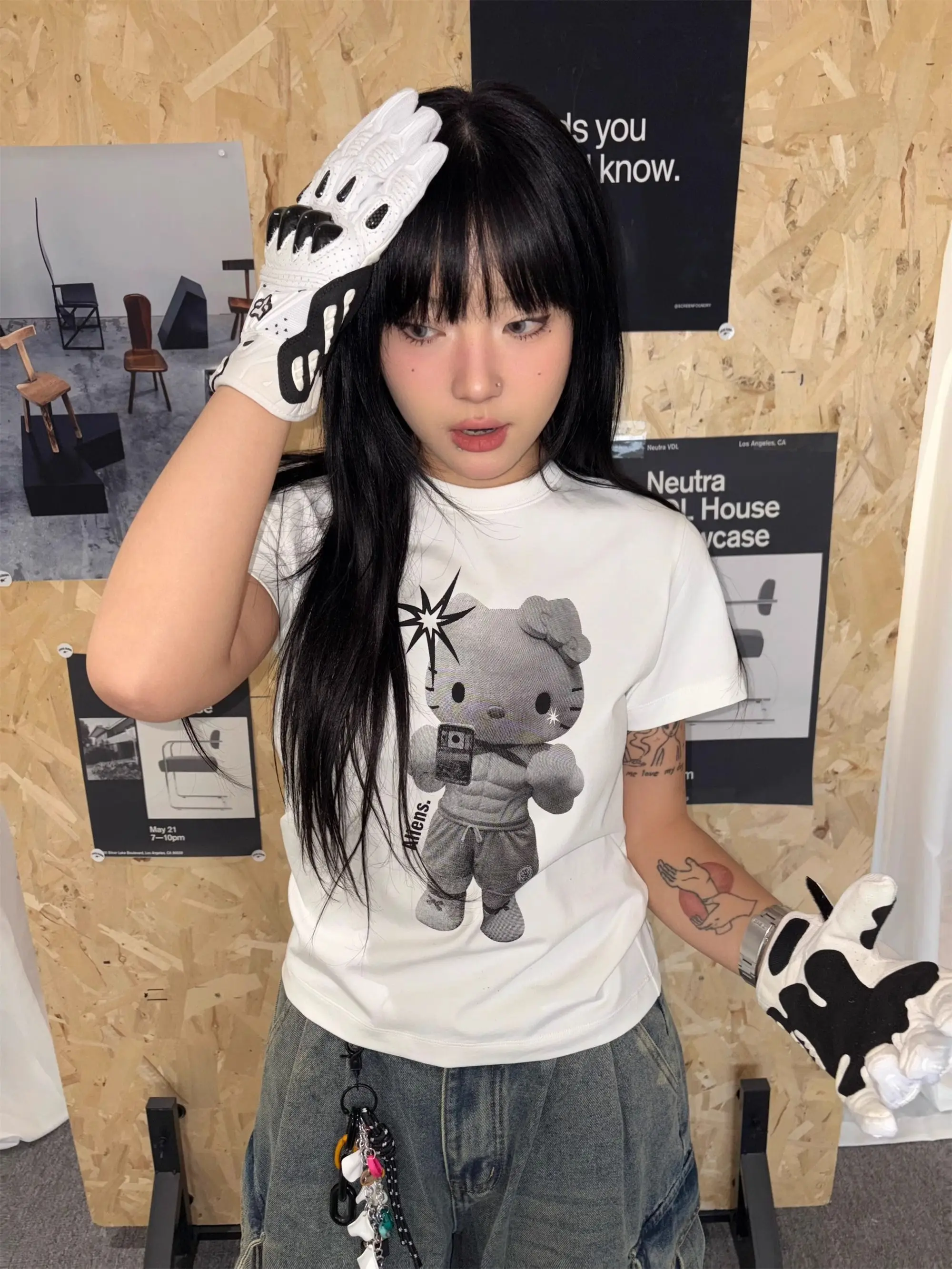 

Hello Kitty Women's 2024 Y2K Sweet & Sexy Off-Shoulder Crop Top Summer Fashion Tee Short Sleeve T-Shirt