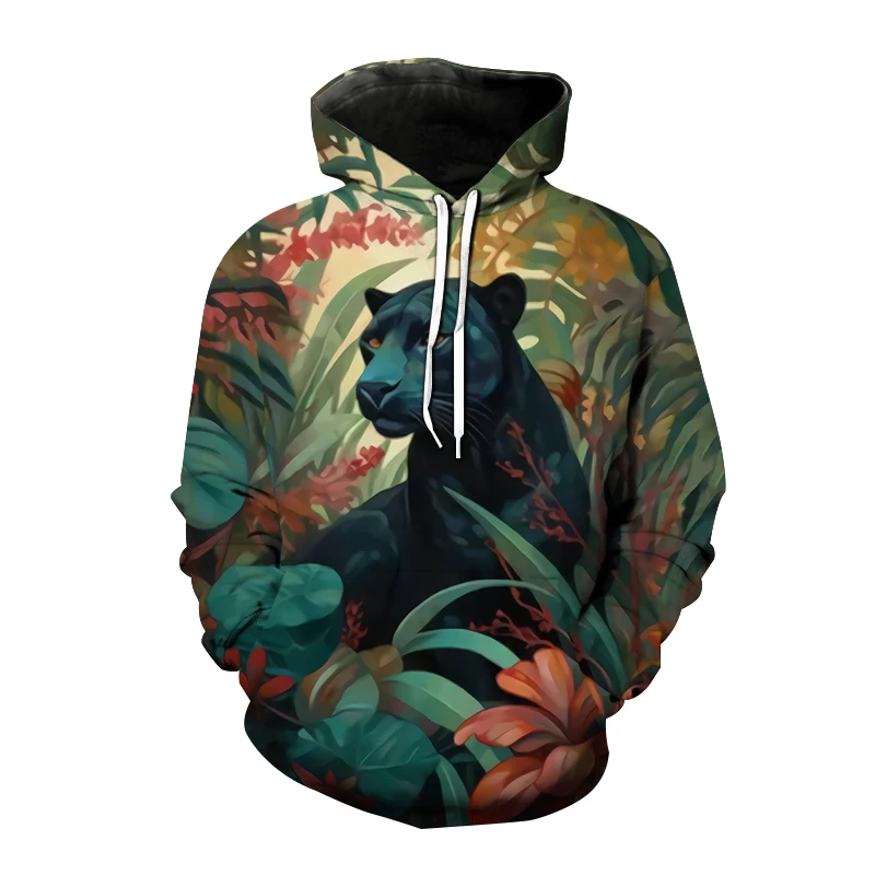 Fun Panther Leopard Hoodies Animal 3D Printed Women Streetwear Hoodie Oversized Pullovers Hooded Sweatshirts Kids Tops Clothing