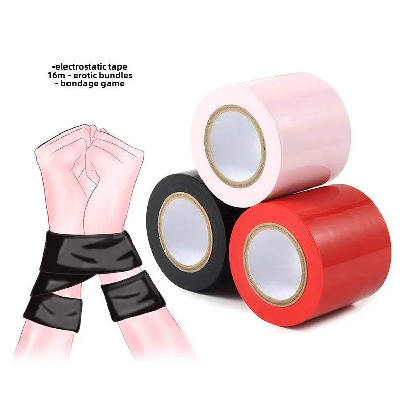 Ultimate Couples Fun Self Adhesive BDSM Restraint Tape Kinky Bondage Games Static Stick Epic Adventures Handcuff Kit Gag Sissies