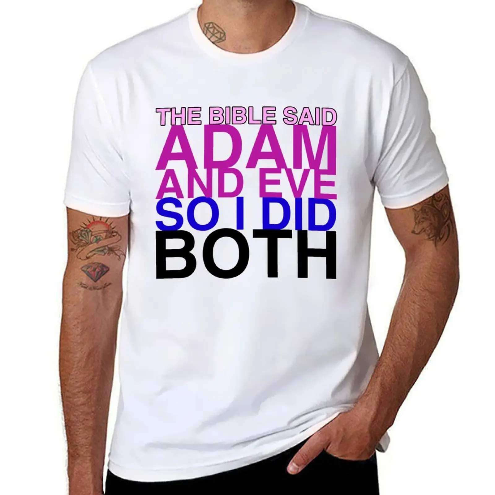 

The Bible said Adam and Eve so I did both. T-Shirt man tshirt t shirt for man 100 percent cotton T-Shirt